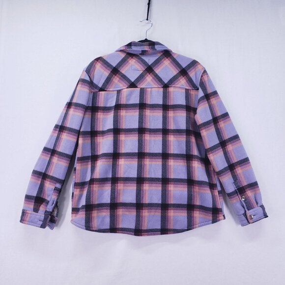SAGE COLLECTIVE SHERPA LINED PLAID JACKET Women’s L Purple Outdoor Winter - Picture 12 of 15